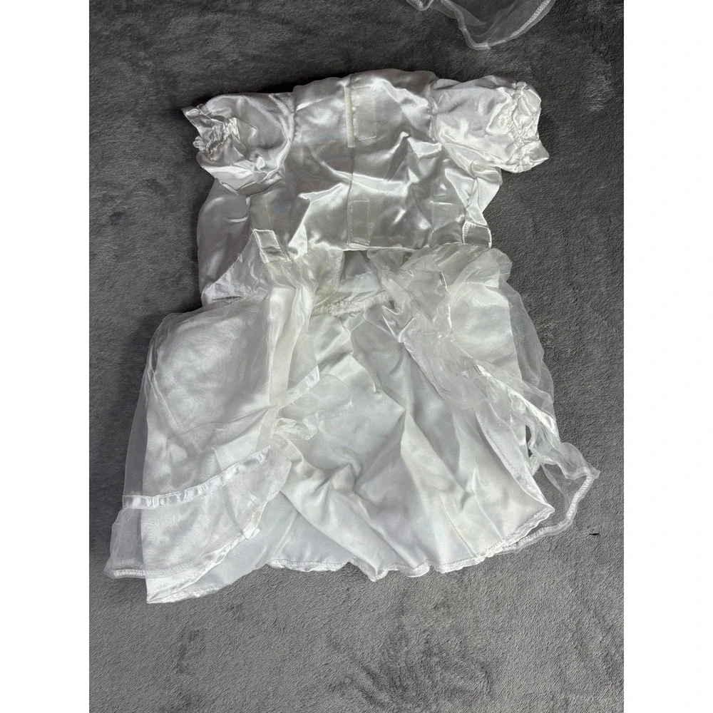 Canine Wedding Dress with Veil Pet Large White‎ Satin Dog Bridal Gown NEW